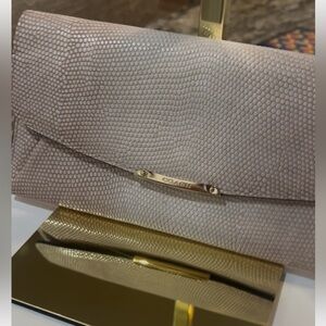 Coach Cream & Taupe Snake Embossed Leather Wallet! EUC!!